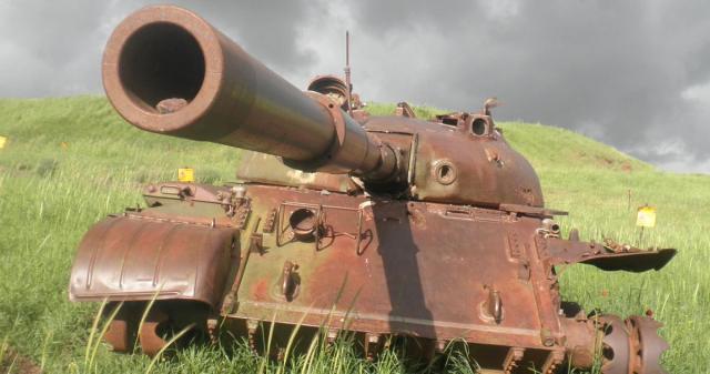עמק הבכא. טנק סורי שהשתתף בקרבות מלחמת יום כיפור ונפגע